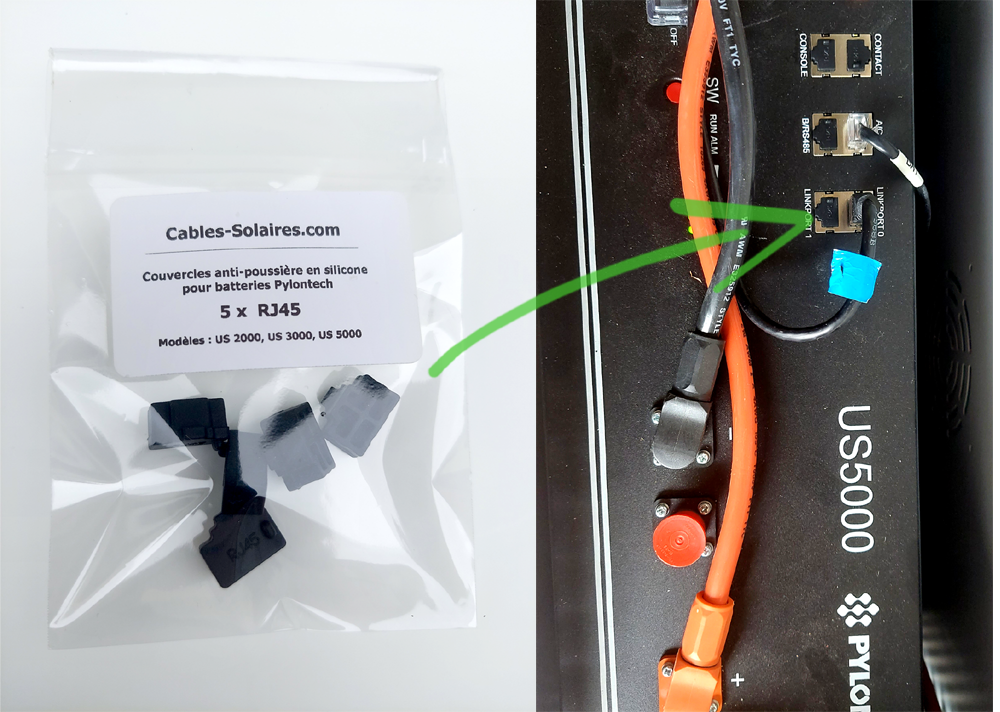 5 Silicone Protection Covers for Pylontech Batteries - RJ45 Ports